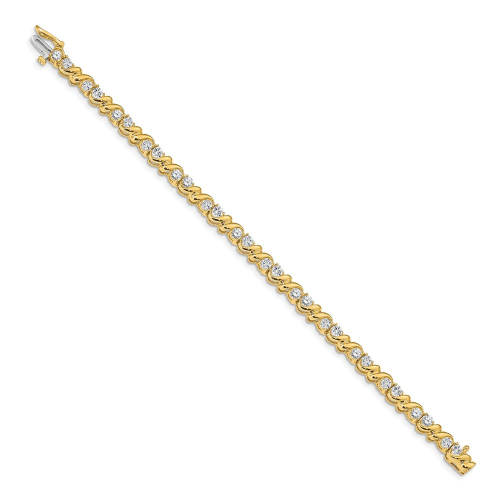 14k Complete 2.88 carat Round AAA Diamond Fancy Swirl Tennis Bracelet