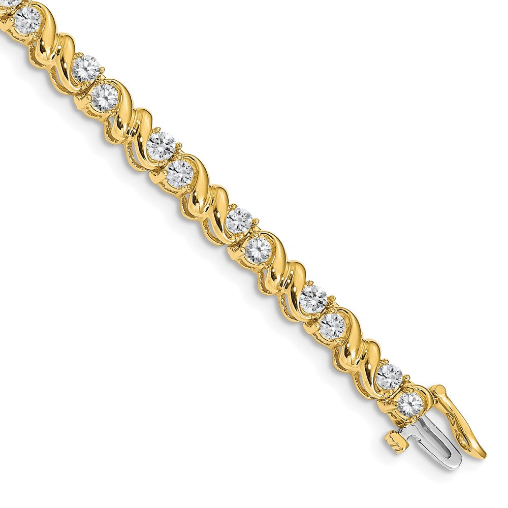 14k Complete 2.88 carat Round VS Diamond Fancy Swirl Tennis Bracelet
