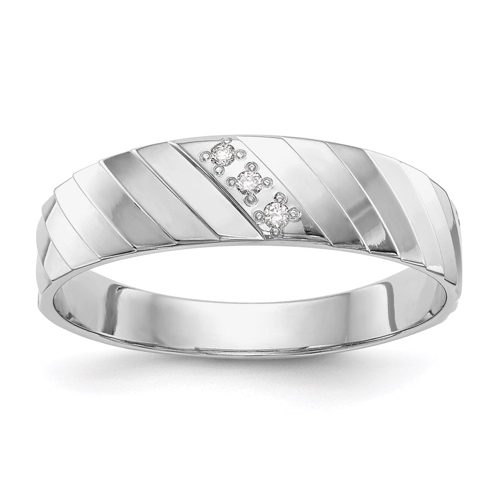 14k White Gold AA Quality Trio Mens Wedding Band