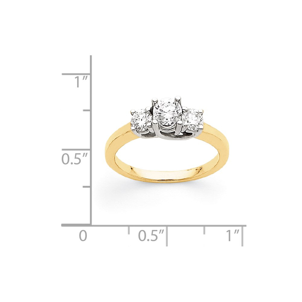 14k Two-tone AA Diamond Three Stone Ring