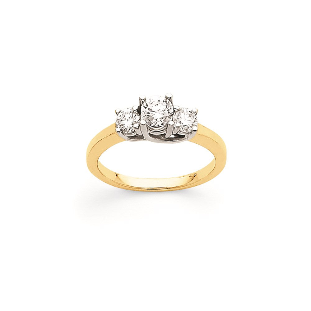 14k Two-tone AA Diamond Three Stone Ring