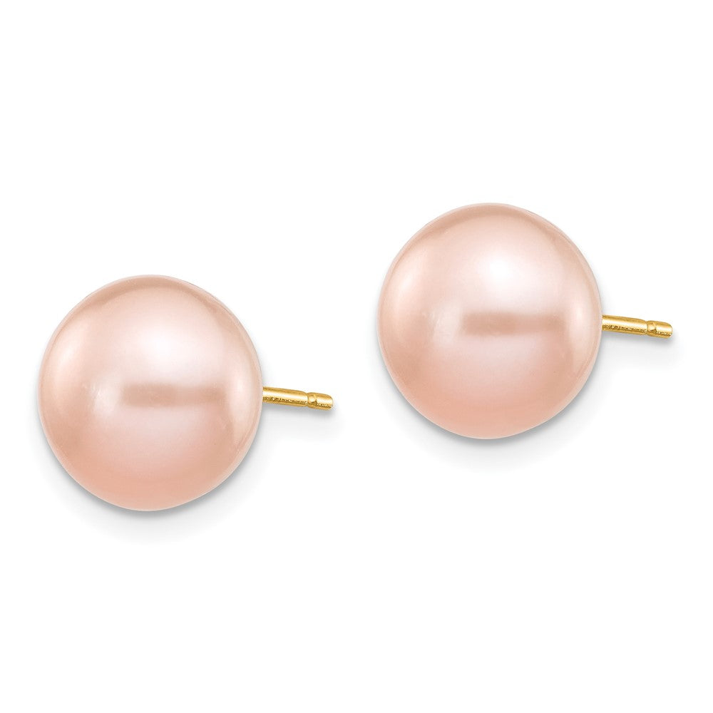 14k 9- Pink Button Freshwater Cultured Pearl Stud Post Earrings