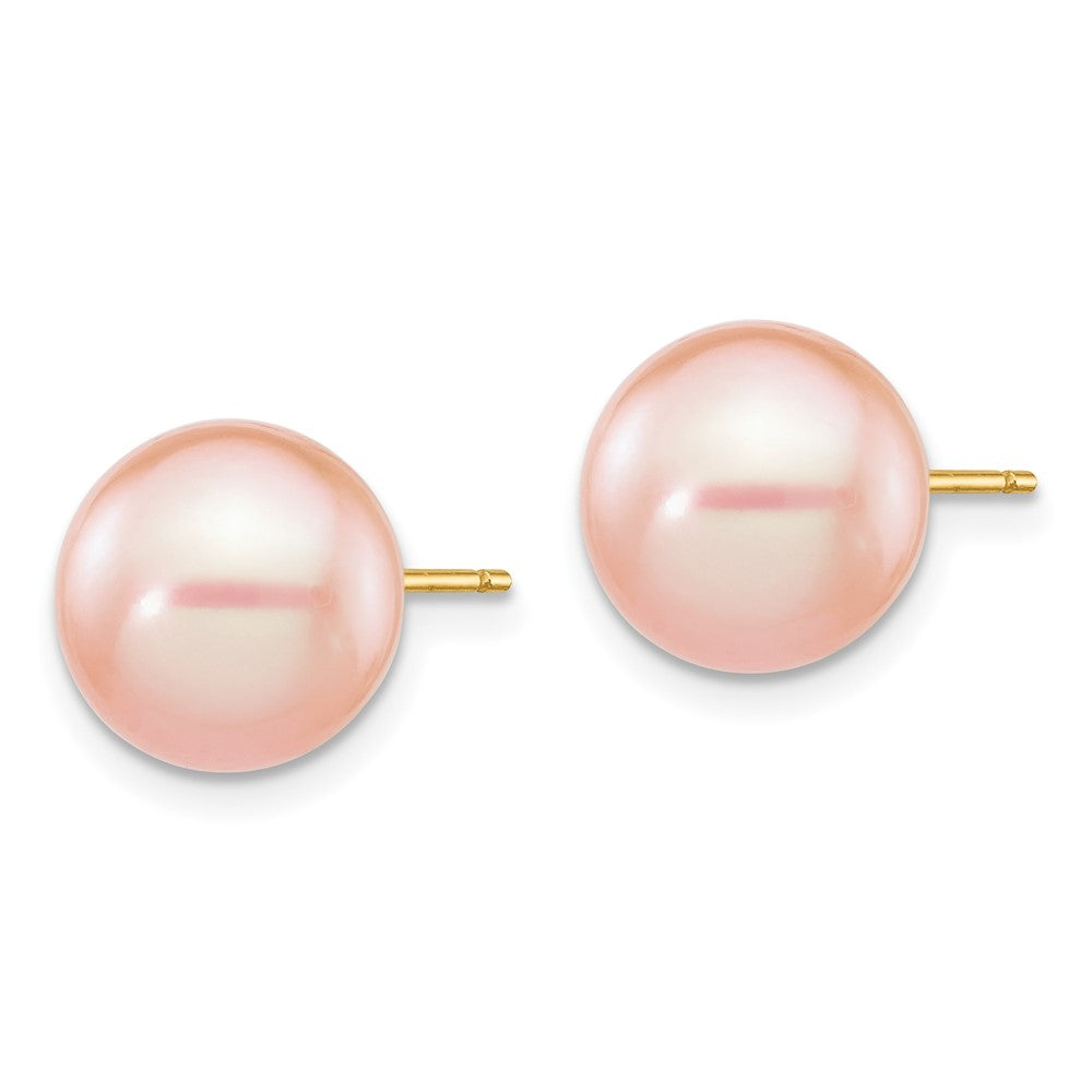 14k 9- Pink Round Freshwater Cultured Pearl Stud Post Earrings