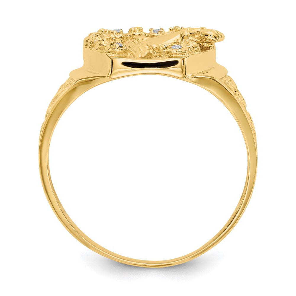 IB Goodman 14k VS Diamond Horseshoe with Horse in Center Mens Ring