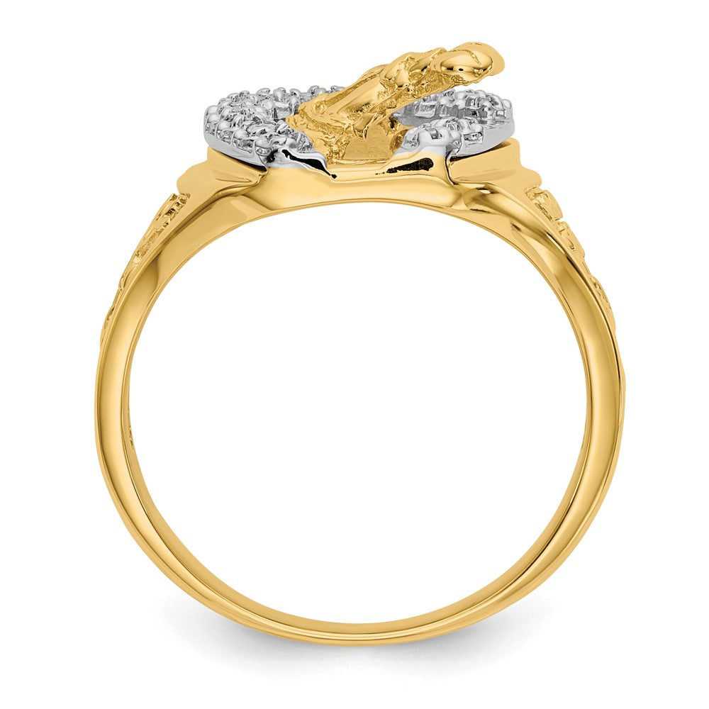 IB Goodman 14k Two-tone1/6 carat VS Diamond Horseshoe with Horse in Center Mens Ring
