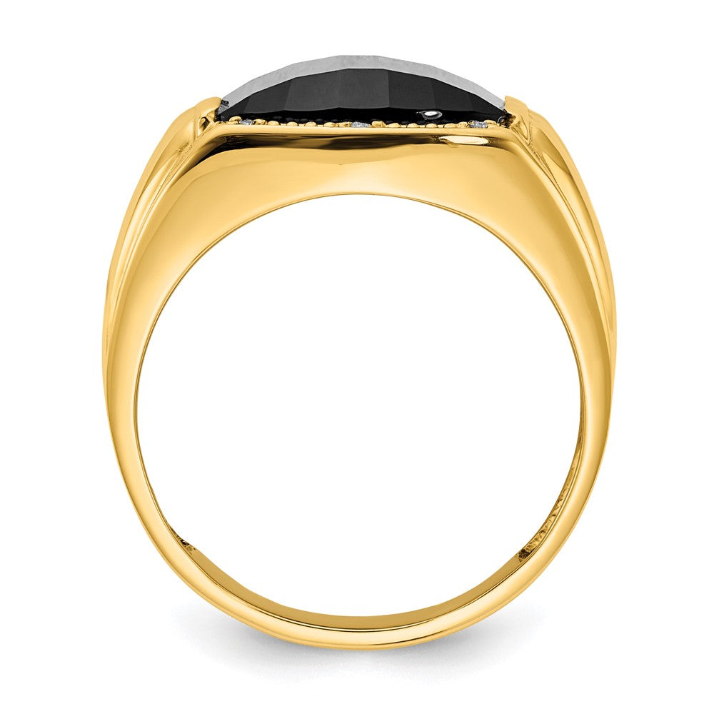 IB Goodman 14k Barrel Onyx and AA Diamond Mens Ring