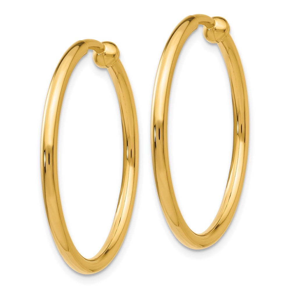 14k 2x Polished Tube Hoop Non-pierced Earrings