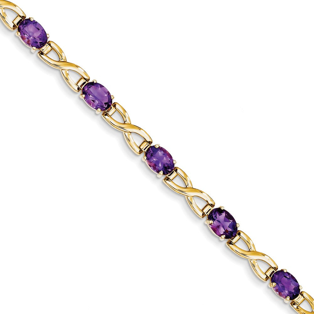 14k 7x5mm Oval Amethyst bracelet