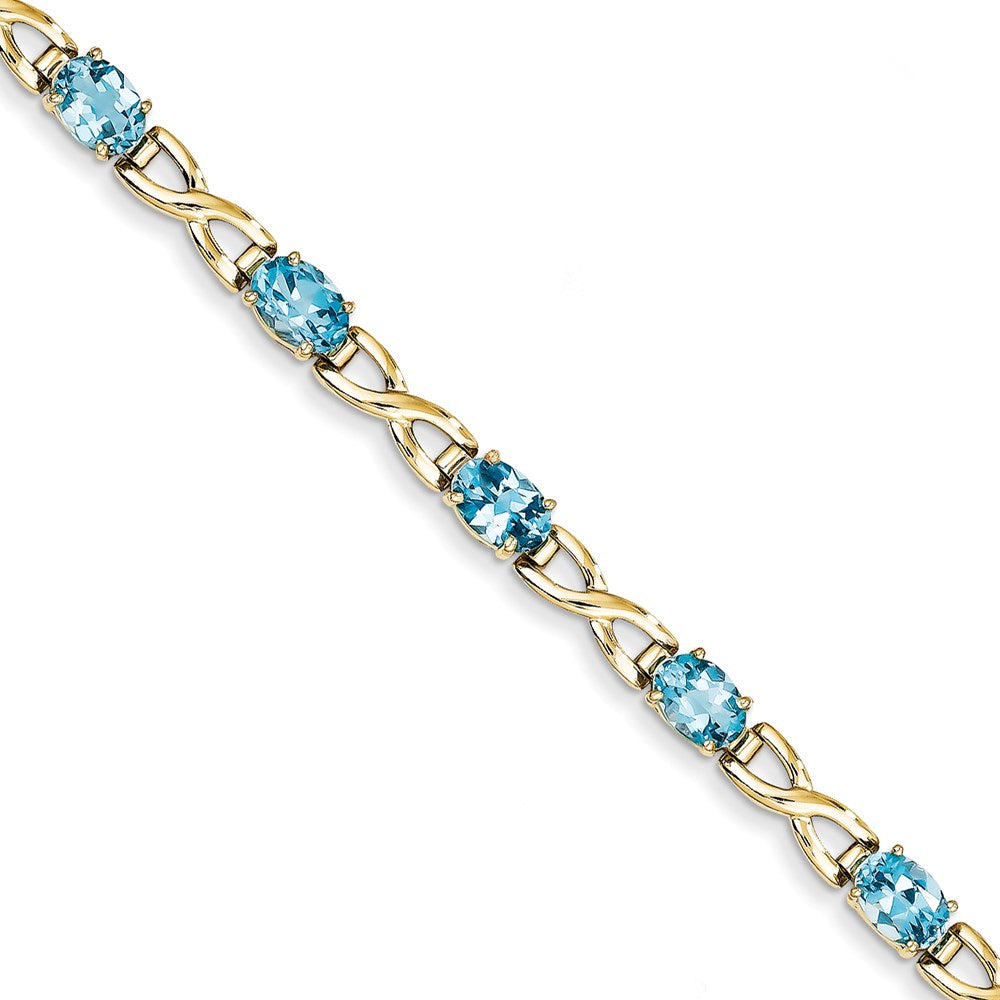 14k 7x Oval Blue Topaz bracelet