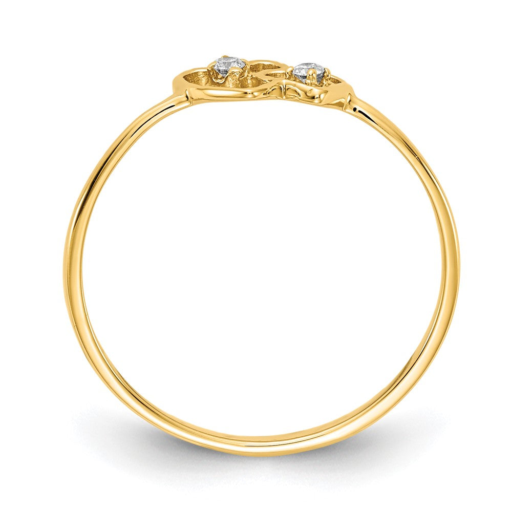 14k Polished AA Diamond heart ring