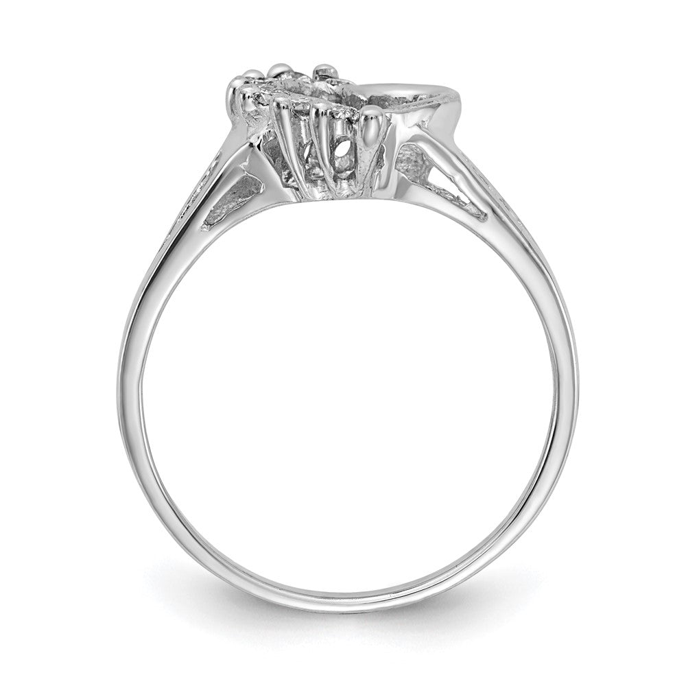14k White Gold Polished 1/8 carat AA Diamond Heart Ring