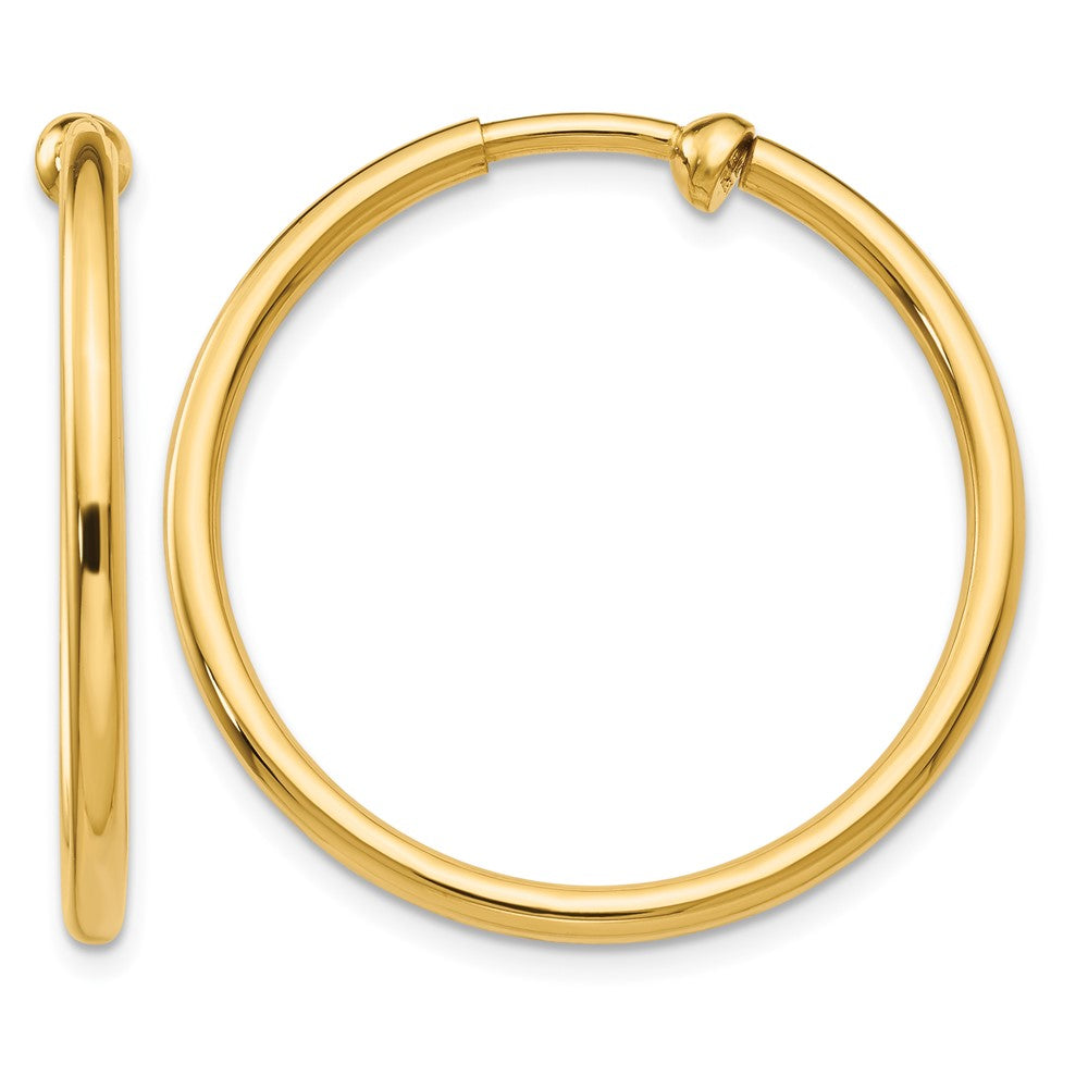 14k 2x Polished Tube Hoop Non-pierced Earrings