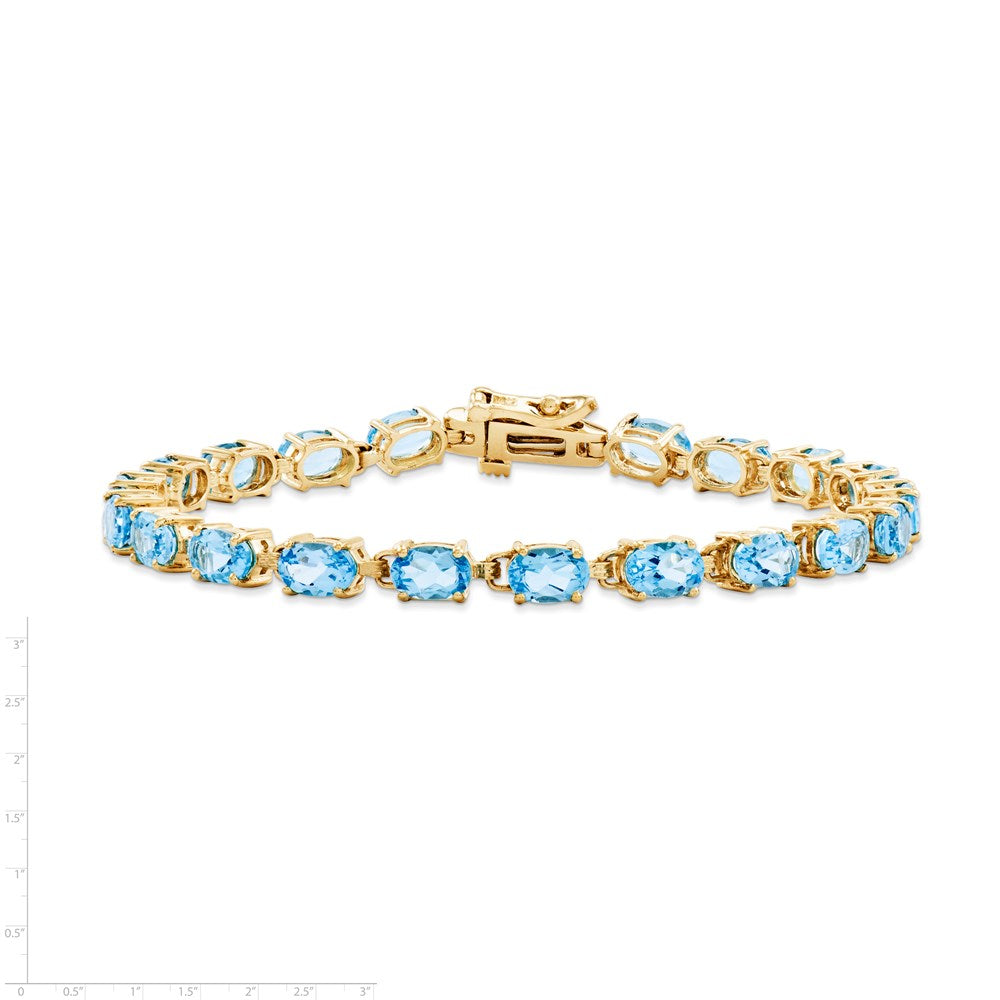 14k 6x Oval Blue Topaz bracelet