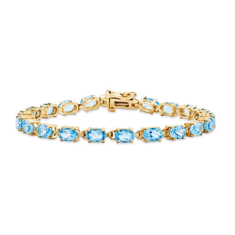 14k 6x Oval Blue Topaz bracelet