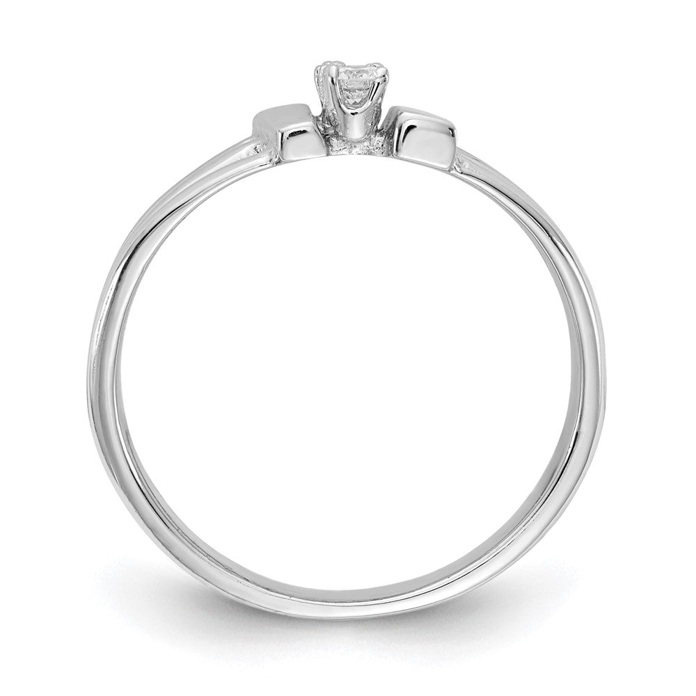 14k White Gold 3-Stone 1/8 carat AA Diamond Ring