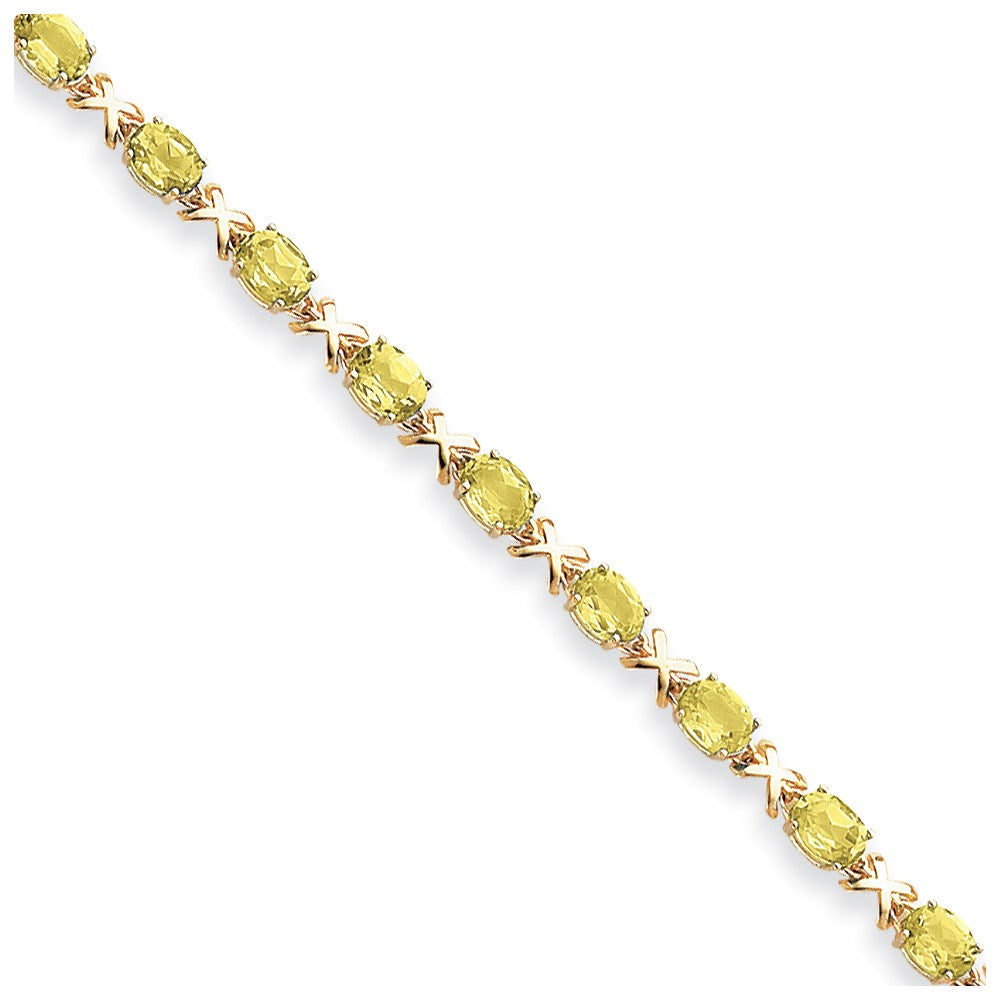 14k 7x5mm Oval Peridot bracelet