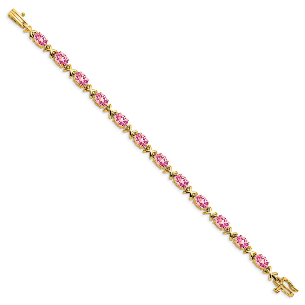 14k 7x Oval Pink Tourmaline bracelet