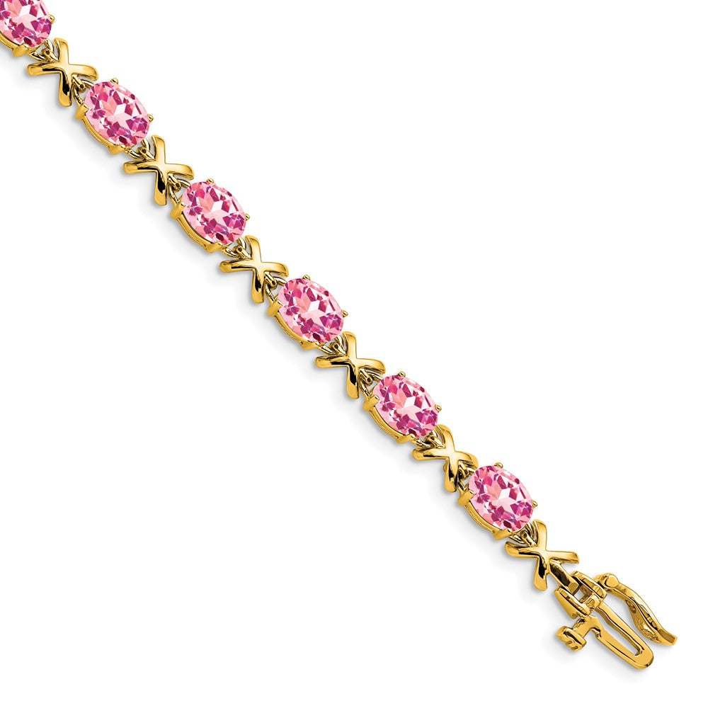 14k 7x Oval Pink Tourmaline bracelet