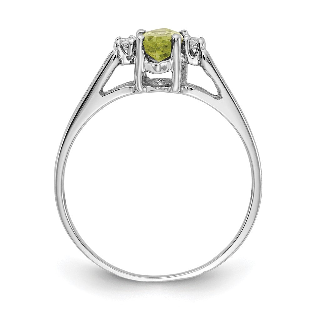 14k White Gold 8x Marquise Peridot and 1/20 carat A Diamond Ring