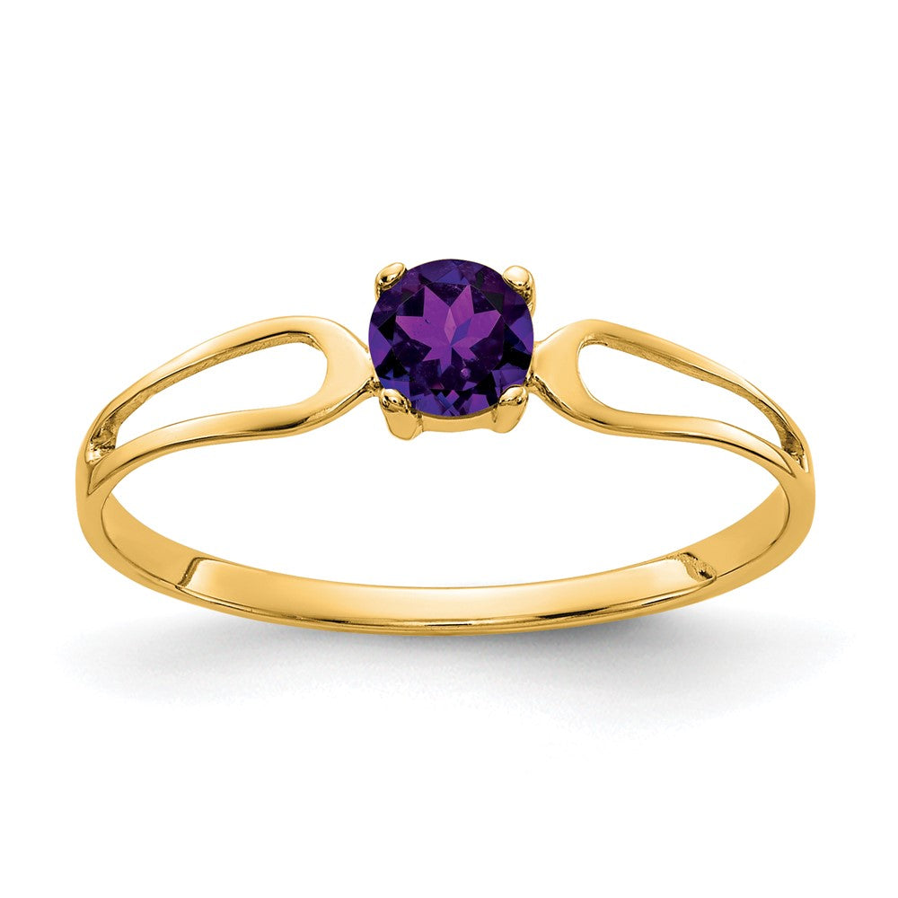 14k Round Amethyst Split Shank Ring