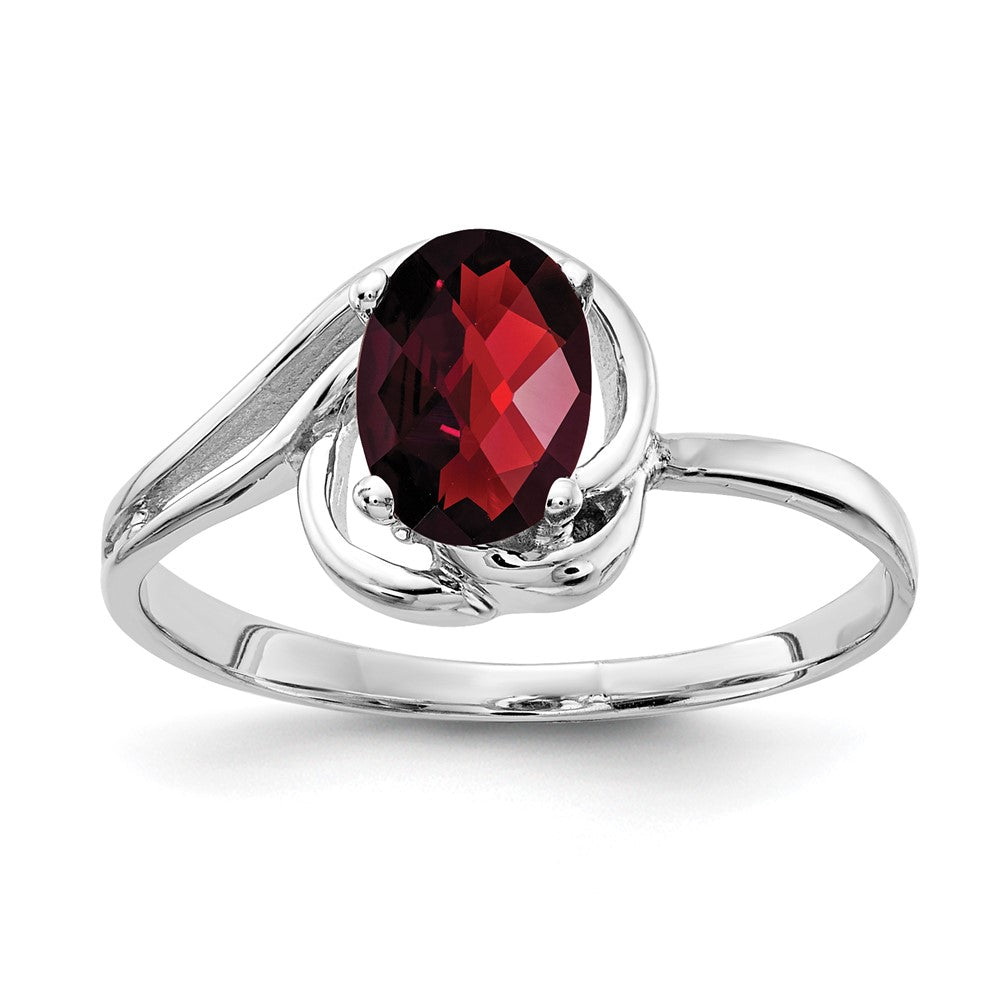 14k White Gold 7x Oval Garnet ring