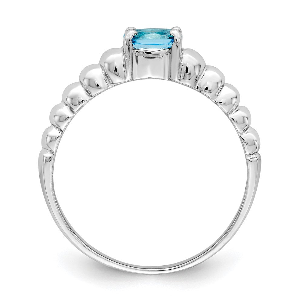 14k White Gold 5x Oval Blue Topaz East-West Ring