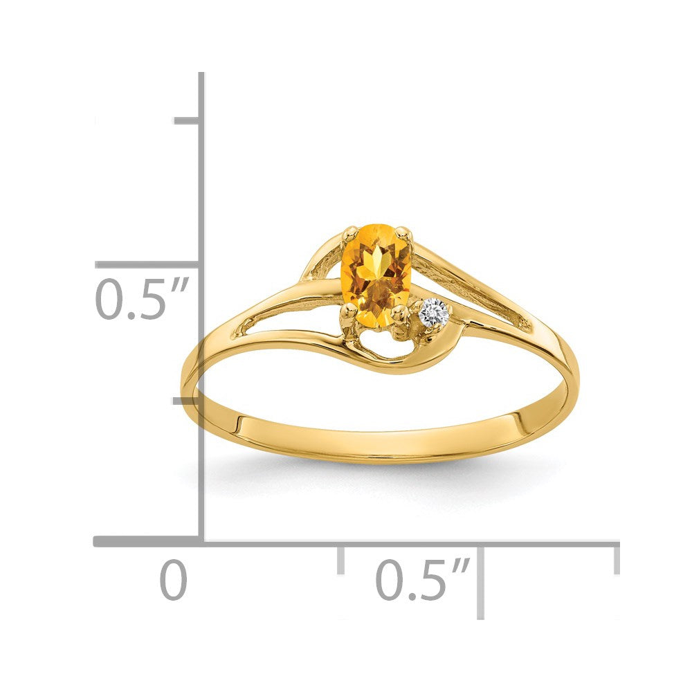 14k 5x Oval Citrine AAA Diamond ring