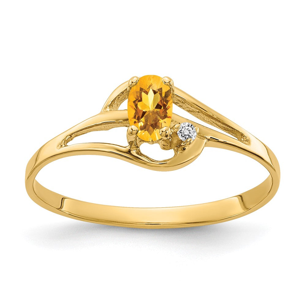 14k 5x Oval Citrine A Diamond ring