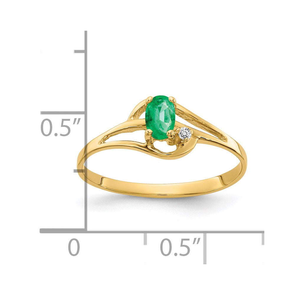 14k 5x Oval Emerald and AAA Diamond Ring