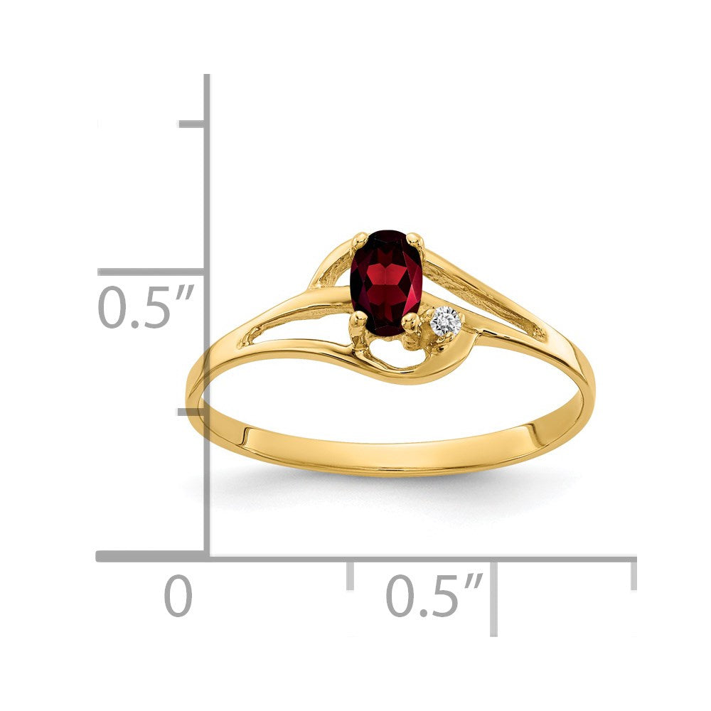 14k 5x Oval Garnet VS Diamond ring