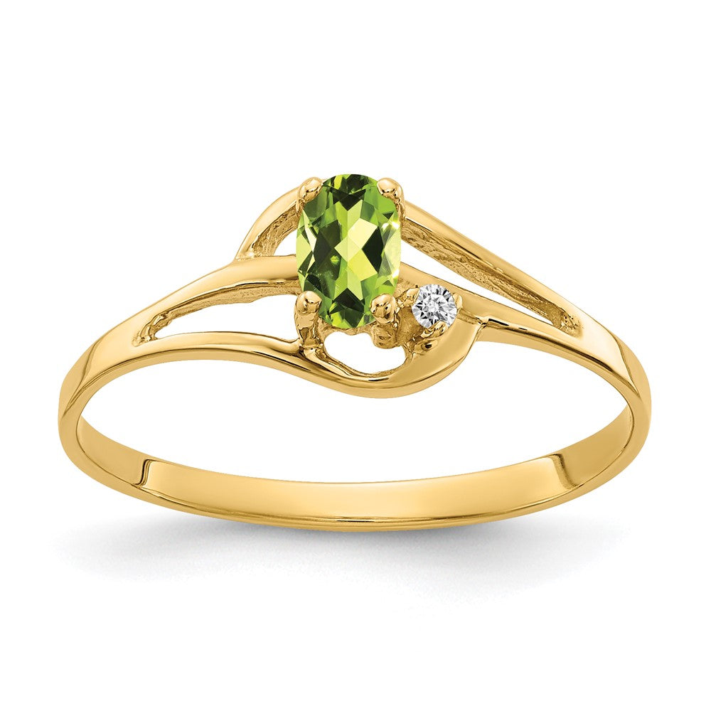 14k 5x Oval Peridot VS Diamond ring
