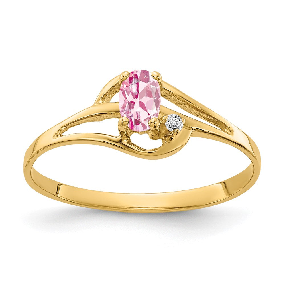 14k 5x Oval Pink Tourmaline A Diamond ring