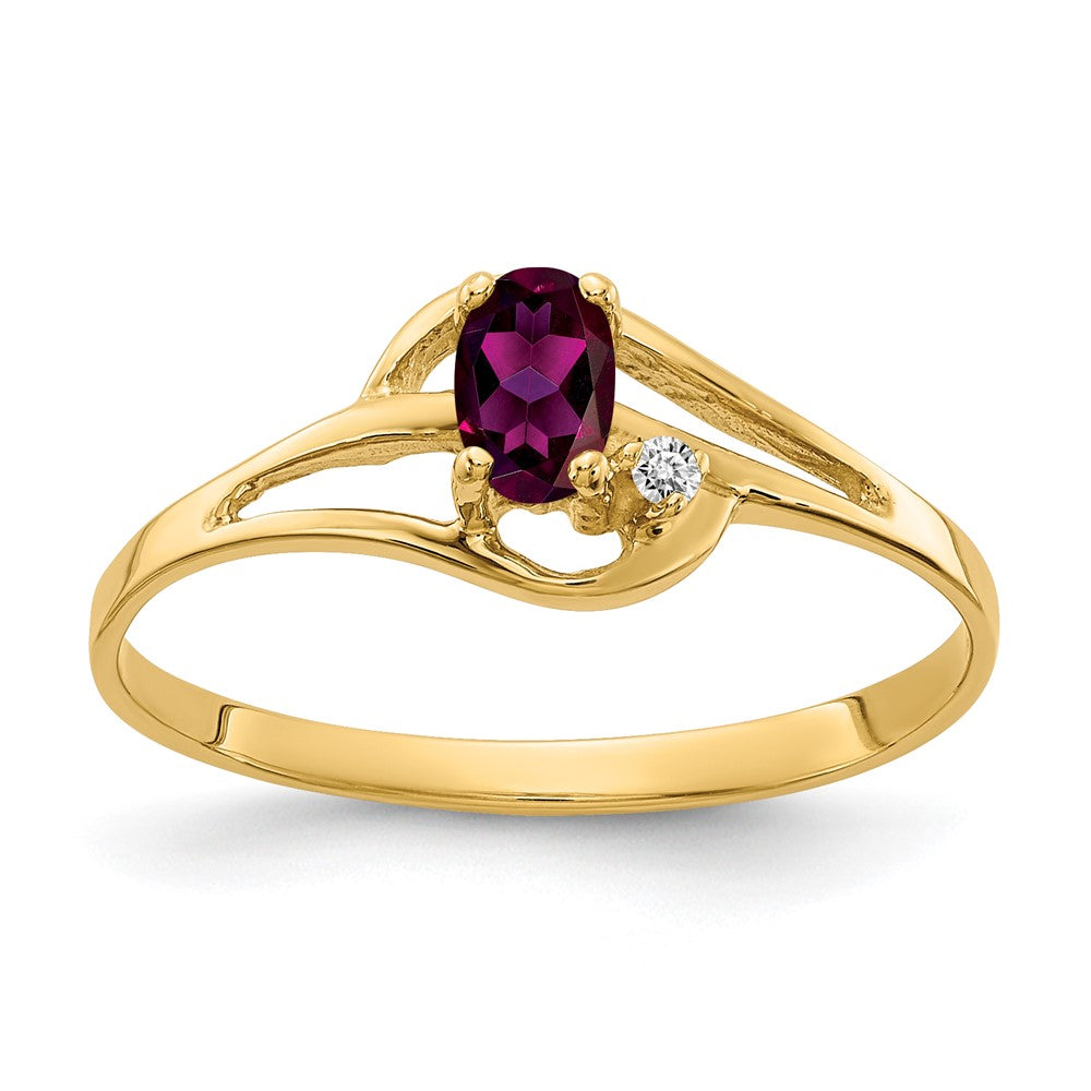 14k 5x Oval Rhodolite Garnet VS Diamond ring