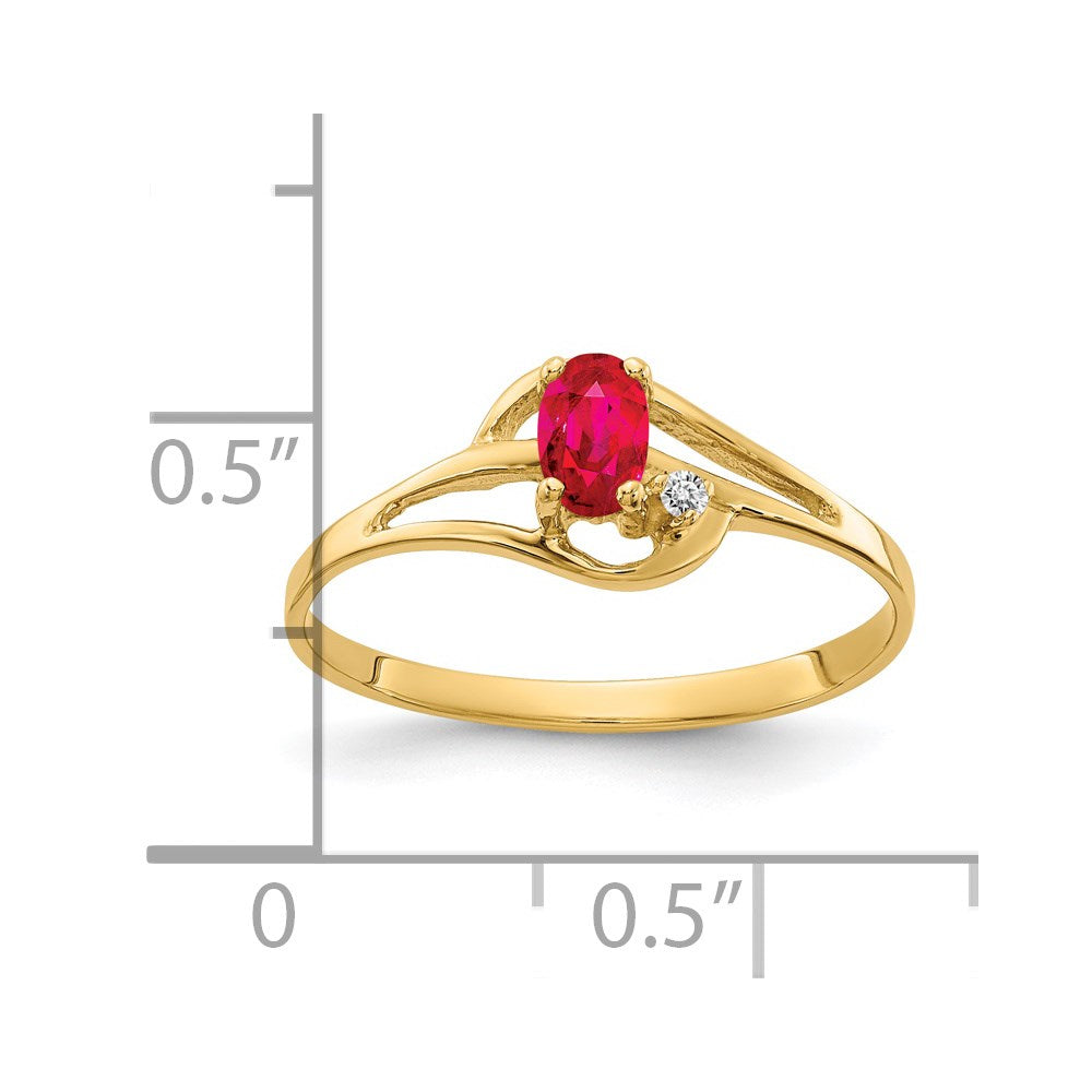 14k 5x Oval Ruby and VS Diamond Ring