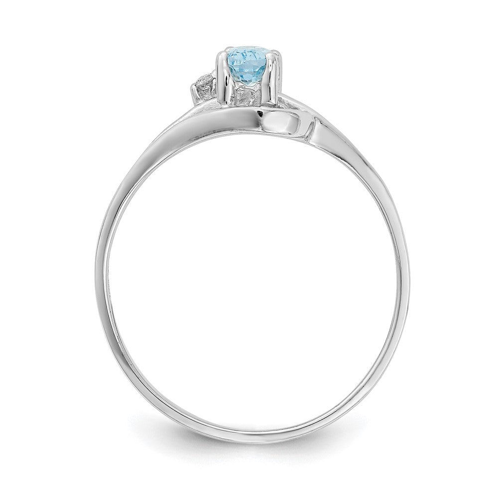 14k White Gold 5x Oval Blue Topaz A Diamond ring