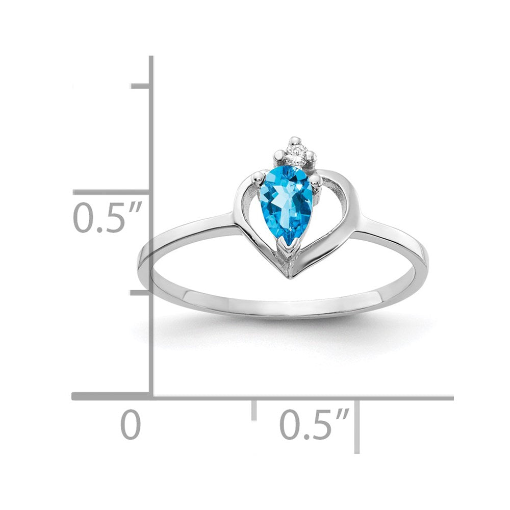 14k White Gold 5x Pear Blue Topaz VS Diamond ring