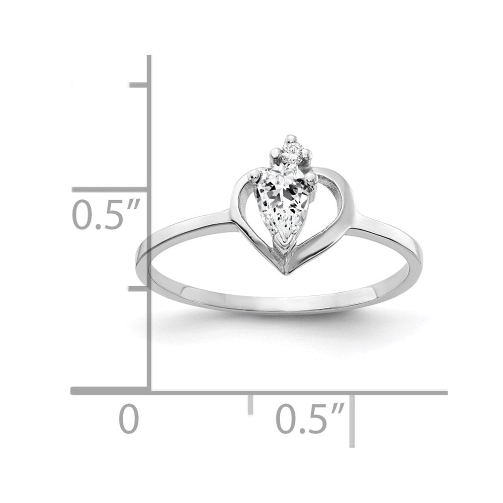 14k White Gold 5x Pear Cubic Zirconia A Diamond ring