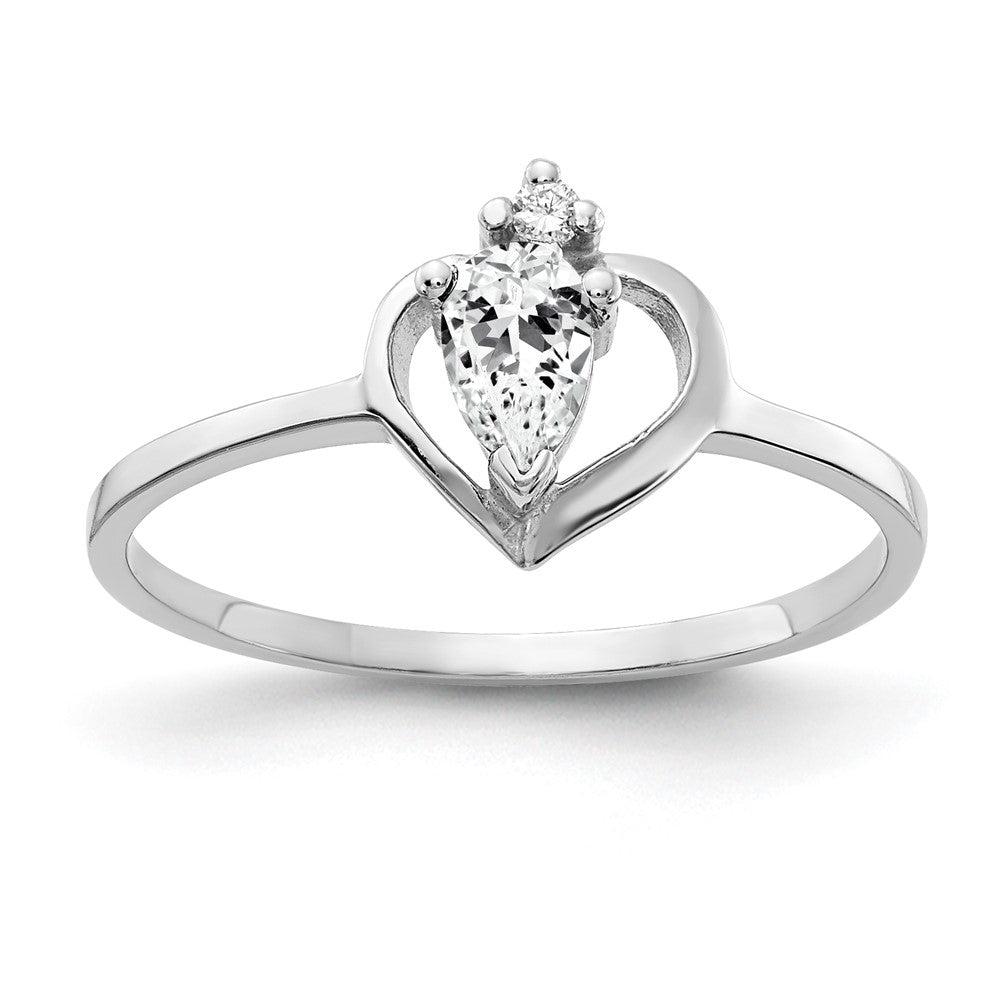 14k White Gold 5x Pear Cubic Zirconia AAA Diamond ring