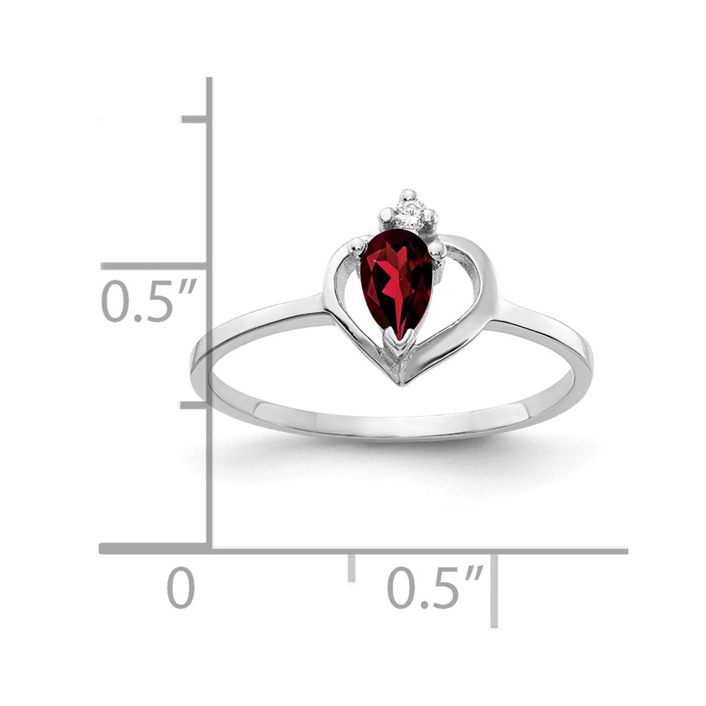 14k White Gold 5x Pear Garnet VS Diamond ring