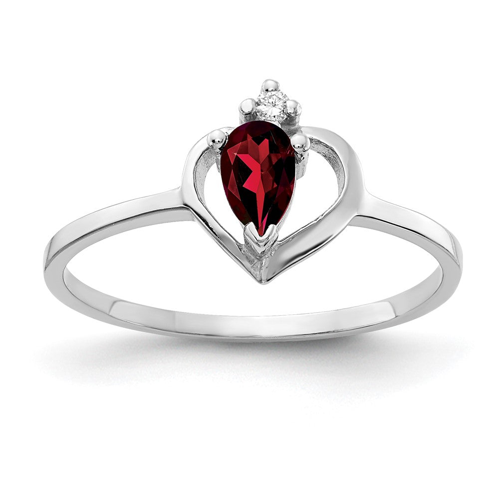 14k White Gold 5x Pear Garnet AAA Diamond ring