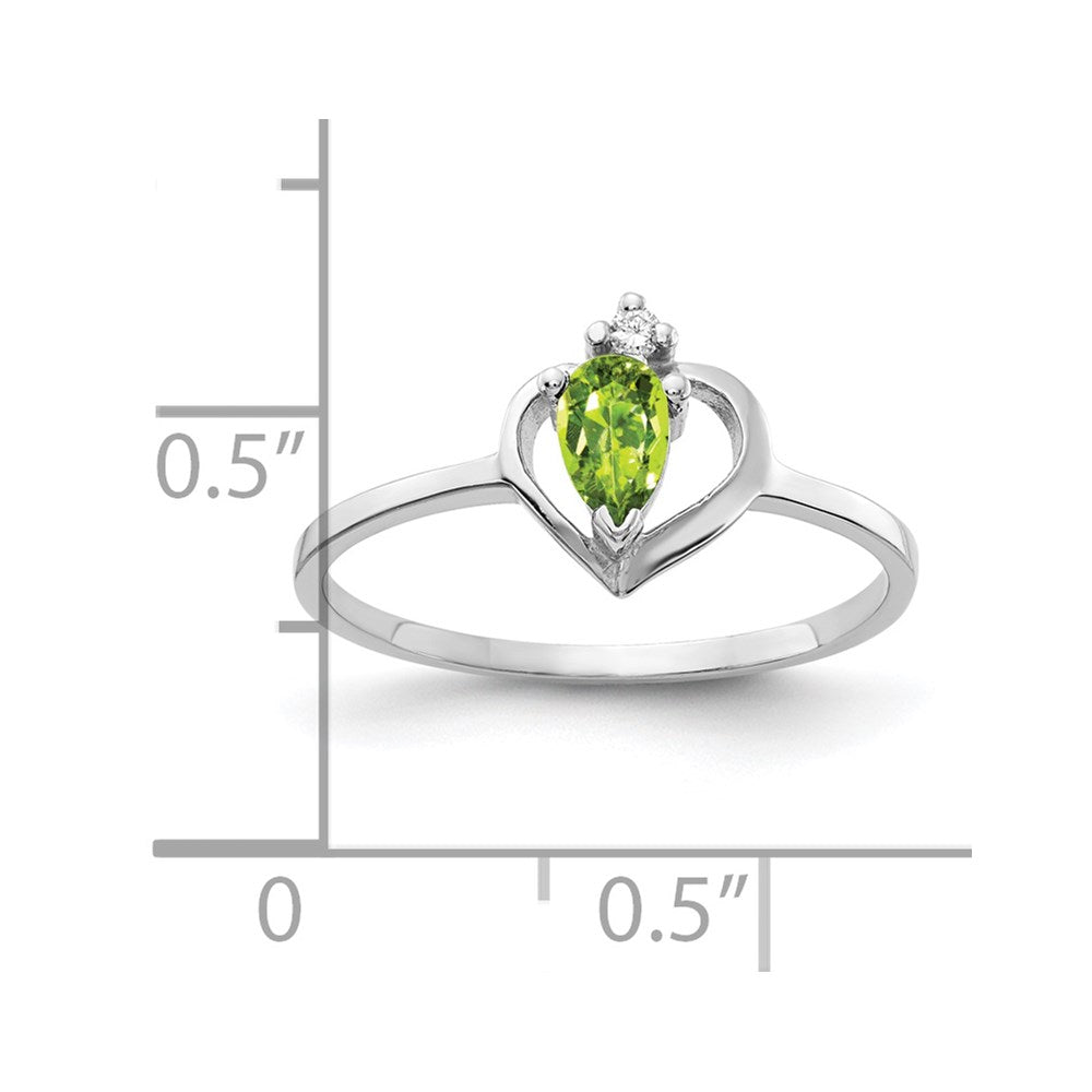 14k White Gold 5x Pear Peridot AAA Diamond ring