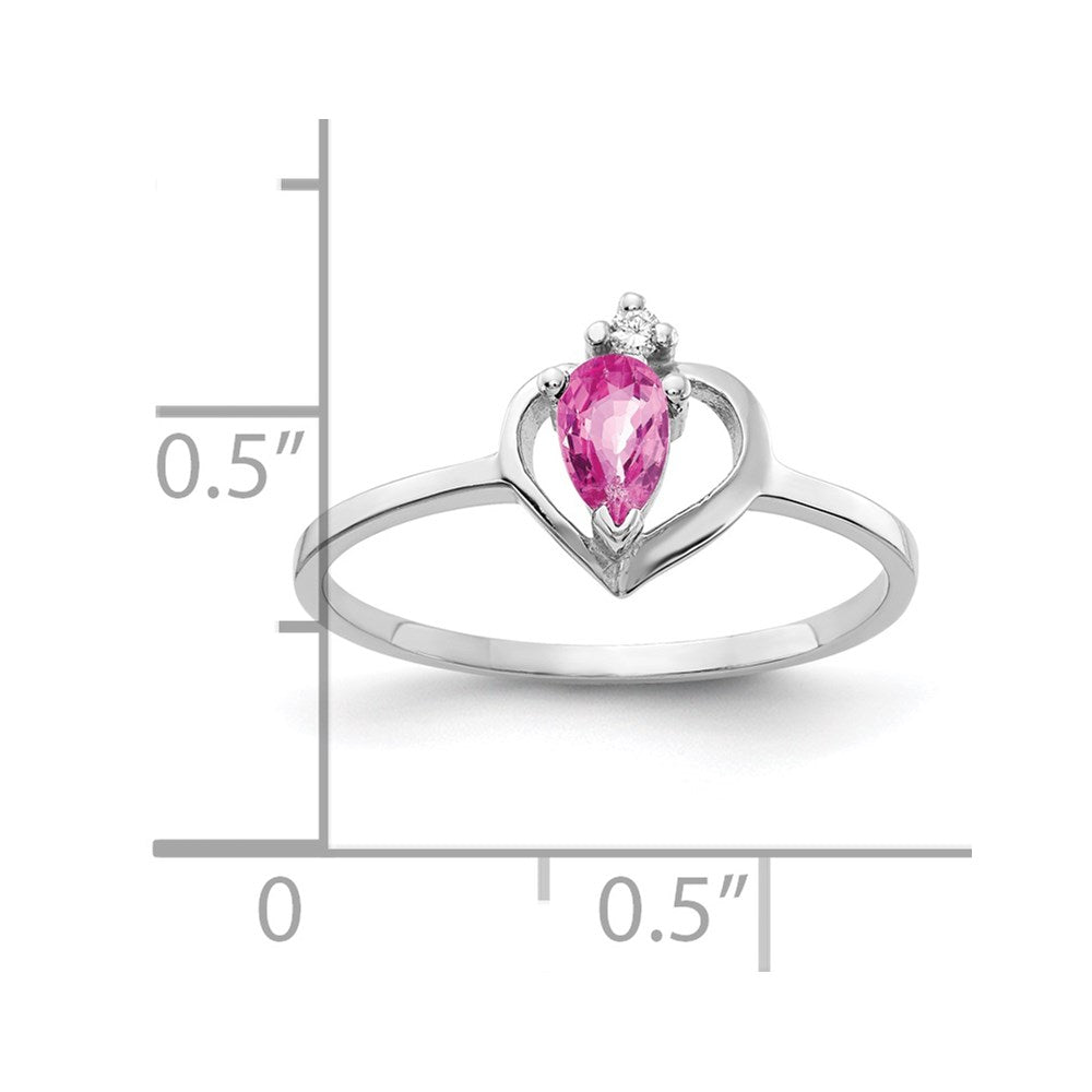 14k White Gold 5x Pear Pink Sapphire A Diamond ring