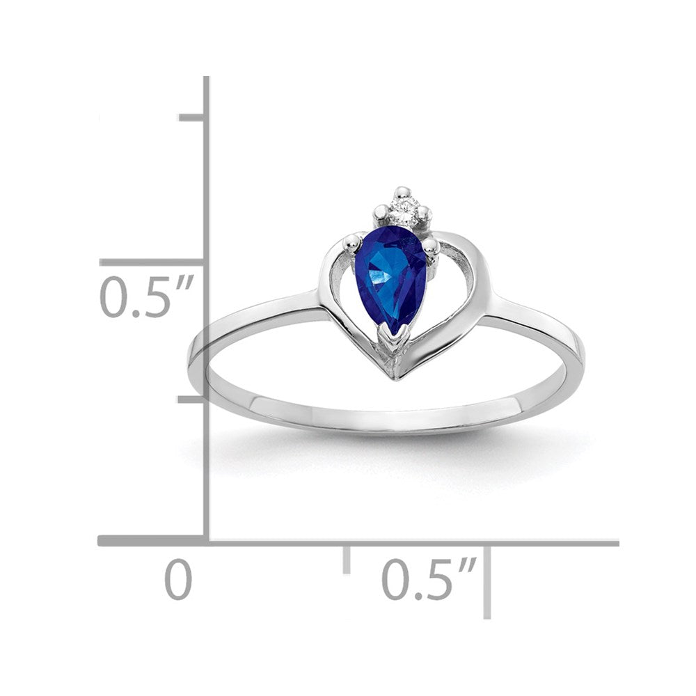 14k White Gold 5x Pear Sapphire AA Diamond ring