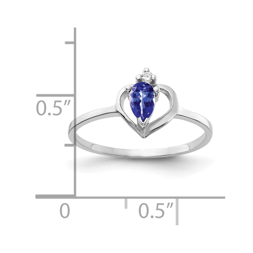 14k White Gold 5x Pear Tanzanite AA Diamond ring