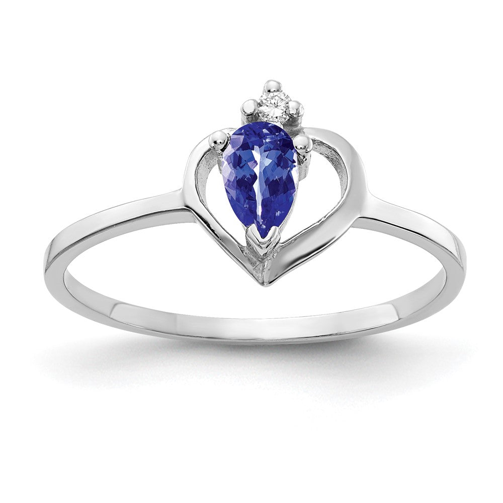 14k White Gold 5x Pear Tanzanite AA Diamond ring