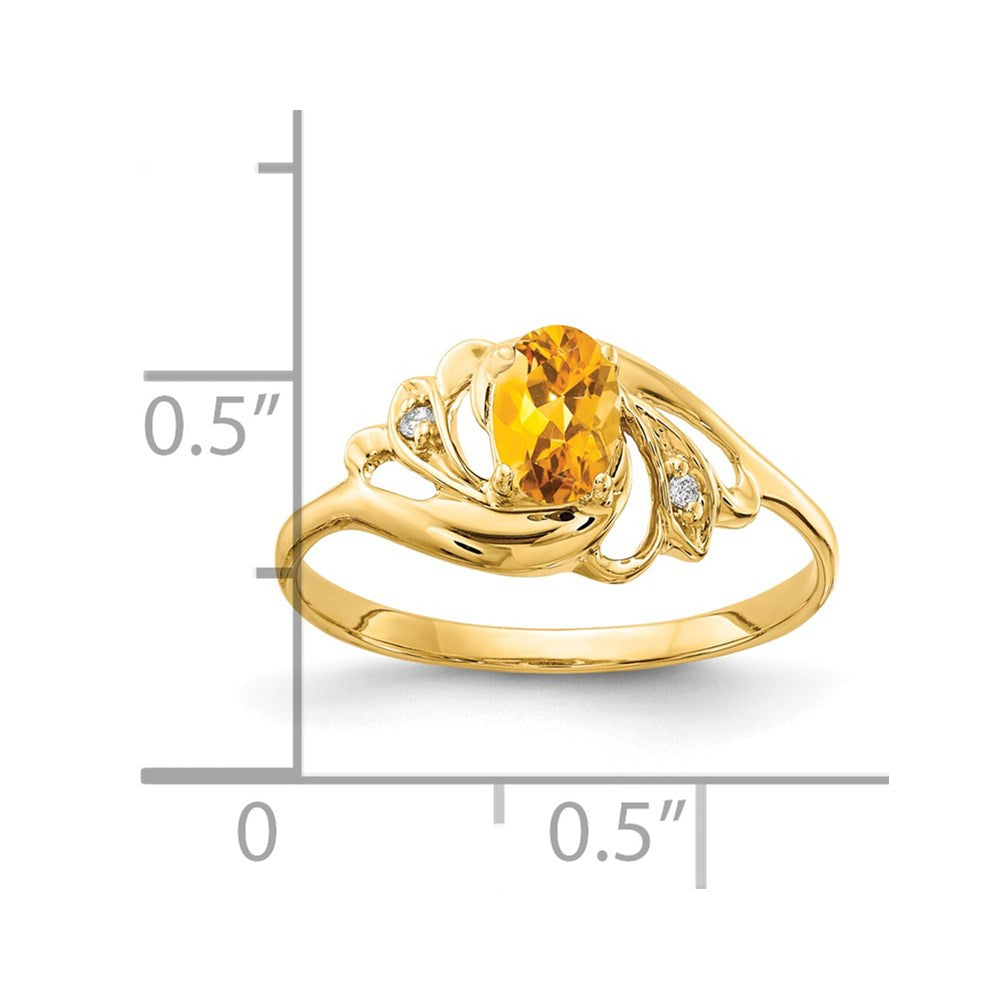 14k 6x Oval Citrine and A Diamond Ring