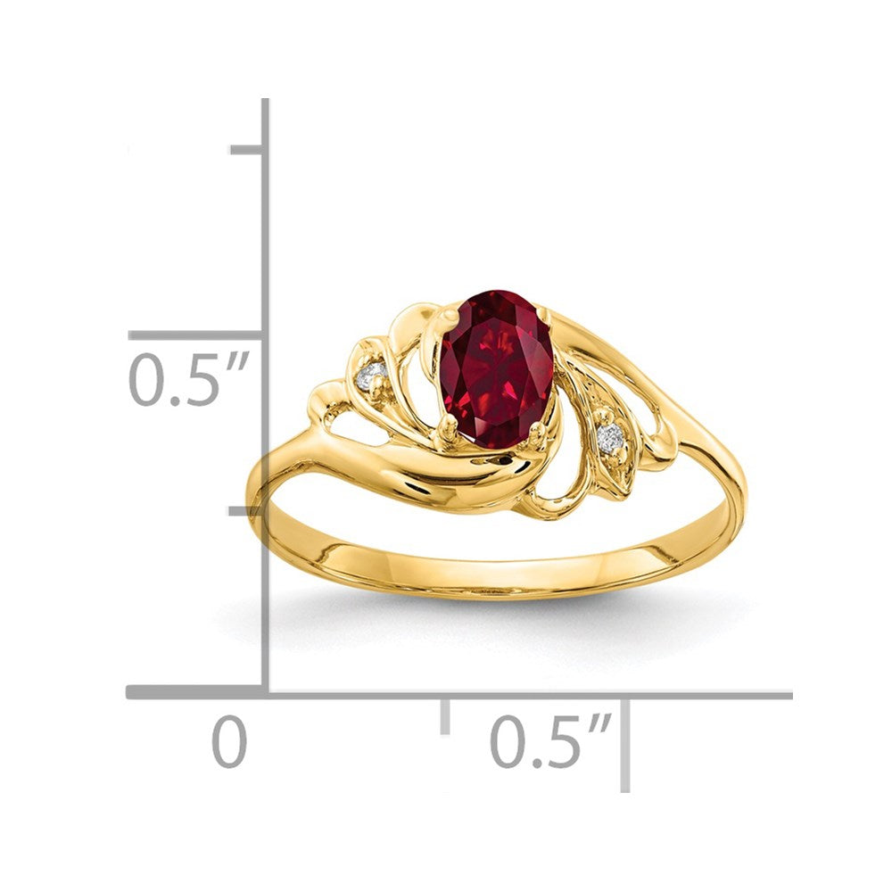 14k 6x Oval Lab-Created Ruby and AAA Diamond Ring