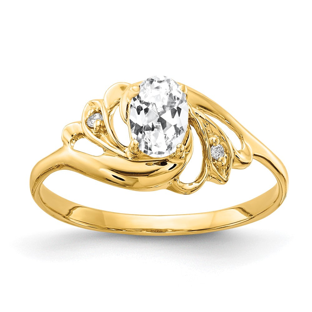 14k 6x Oval Cubic Zirconia A Diamond ring