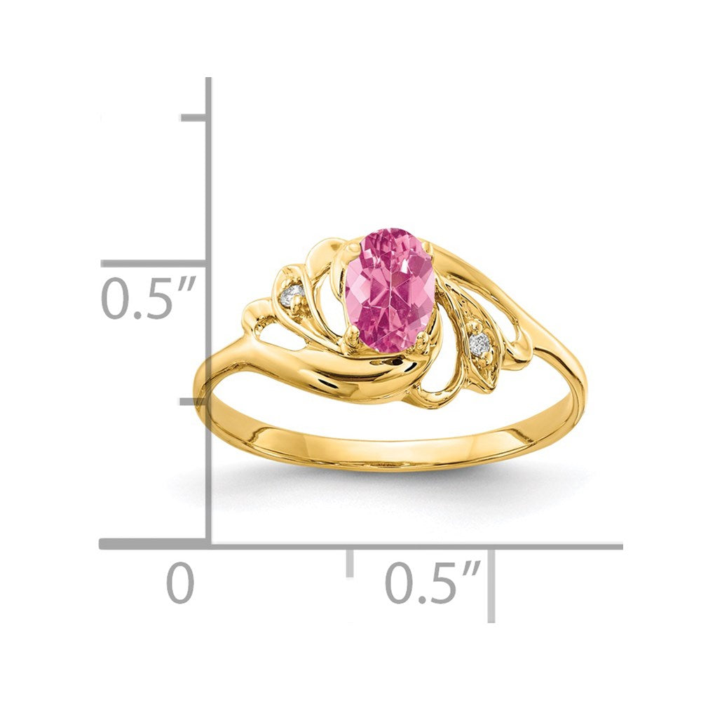 14k 6x Oval Pink Tourmaline VS Diamond ring