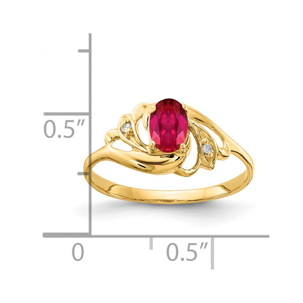 14k 6x Oval Ruby and A Diamond Ring